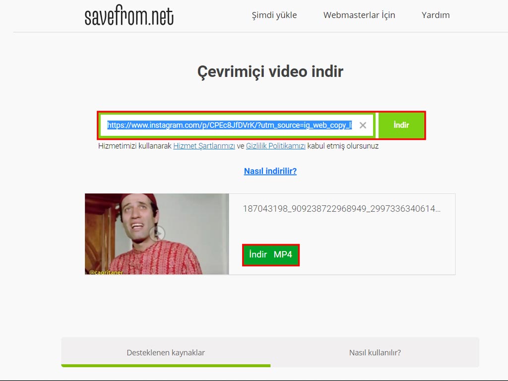 instagram video indir